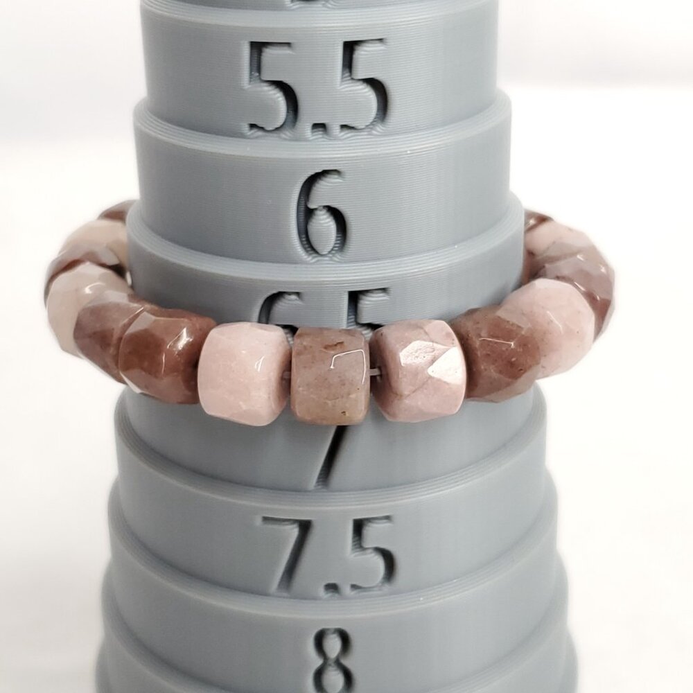 Polished Stone Bracelets Stretch Pink Rose Strawberry Quartz Lot of 3 6-6.5" - Picture 5 of 8
